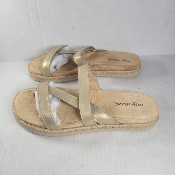Easy Street Women Gold Song Slip-On Strappy Espadrille Sandals Size 6N - Picture 1 of 8